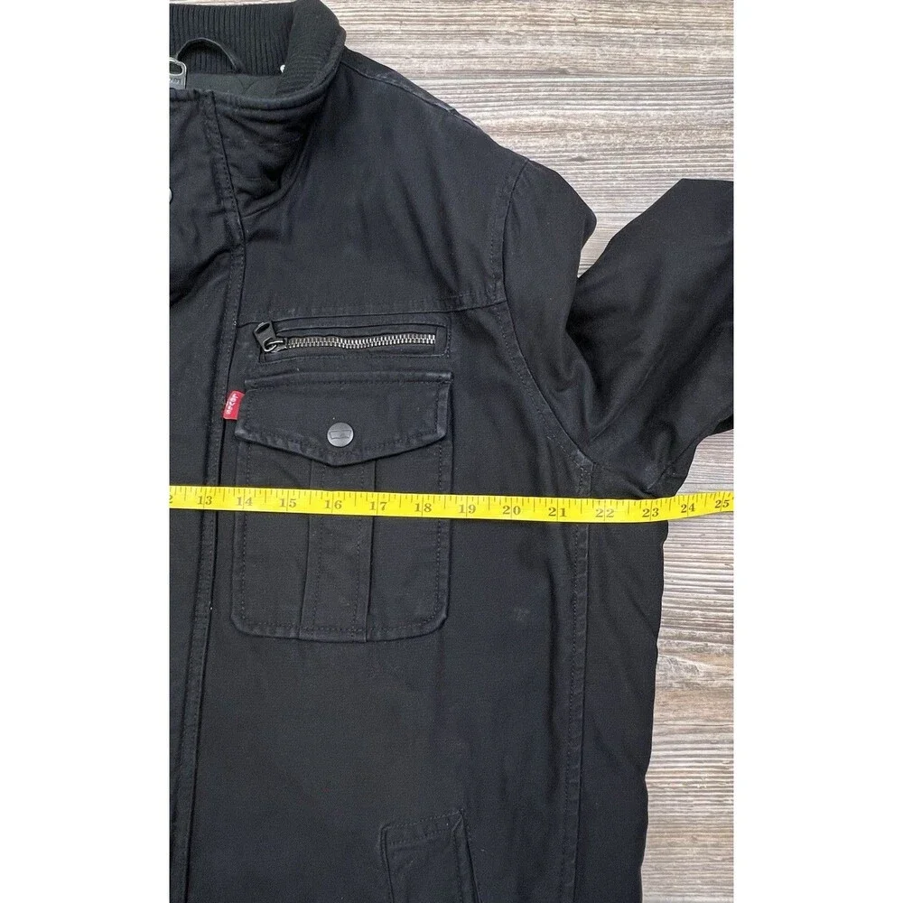 Levi's Jacket Mens M Black Soft Cotton Quilted Lining Casual Utility Casual Work
